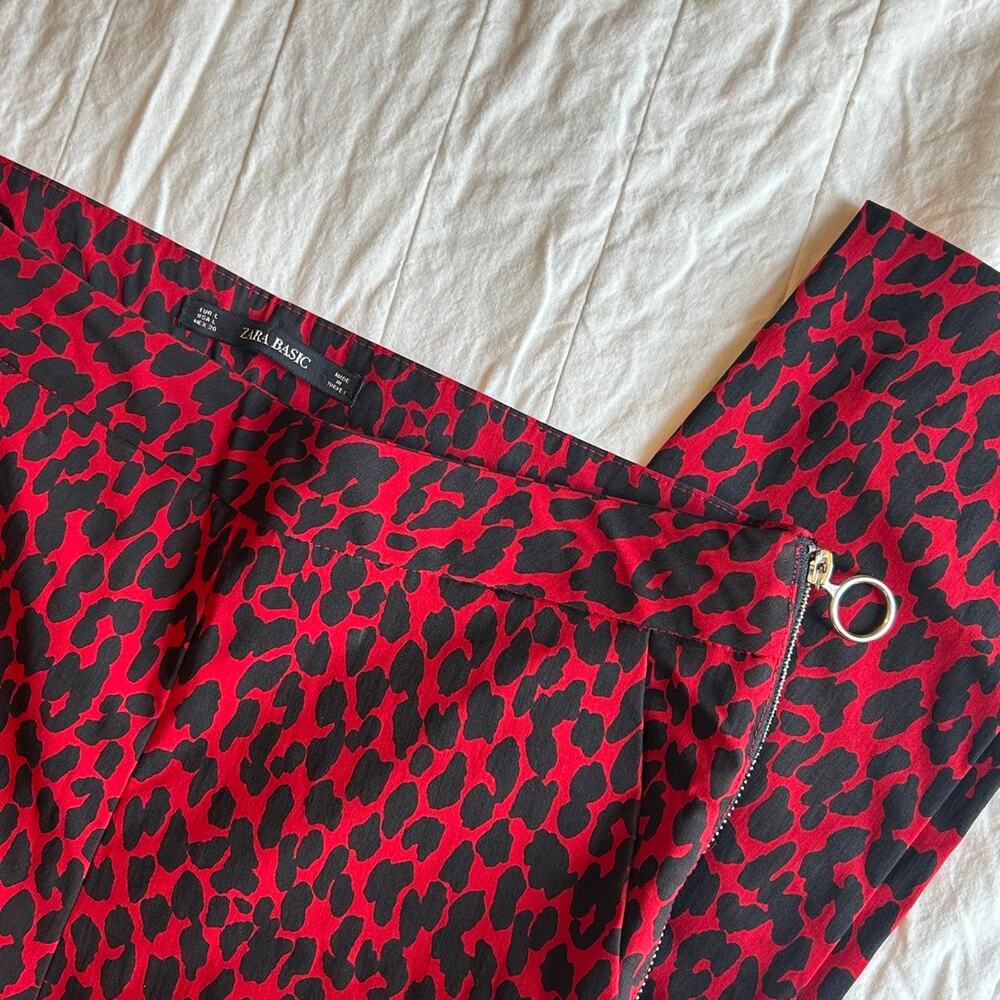 Zara basic red leopard pants - Picture 2 of 6